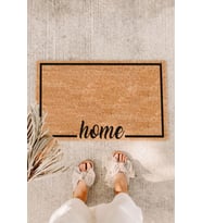 Çerçeveli Ve Home Yazılı Kıl Paspas Koko Paspas Dış Kapı Paspası Ev Paspası Kapı Önü Paspası