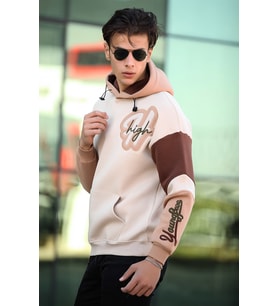 Miron High Nakışlı Oversize Sweatshirt - Bej