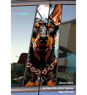 döberman köpek sticker yan kapı direk kaplama 2li sol sağ takım yapıştırma