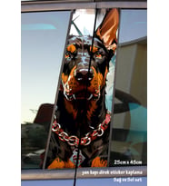 döberman köpek sticker yan kapı direk kaplama 2li sol sağ takım yapıştırma
