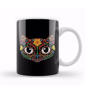Cute Ginger Cat Day Of The Dead Cat Kedi Kupa Bardak Porselen