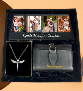 Kişiye Özel Premium Bayan Cüzdan 4 Fotoğraflı ANNE Çerçeve Gümüş Kaplama Melek Kolye