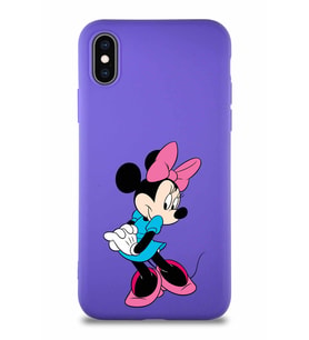 Apple iPhone XS Soft Premier Kapak Minnie Mouse-F Tasarımlı Silikon Kılıf - Mor (Şeffaf)