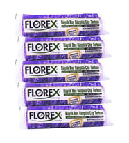 Florex 60 Litre Büzgülü Lavanta Kokulu Çöp Torbası Poşeti / 65 x 70 Cm. - 10x5 Rulo / Paket