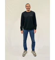 Erkek Bisiklet Yaka Rahat Kalıp 3 iplik Kalın AİR Nakışlı  Sweatshirt SPR24SW33 (Siyah)