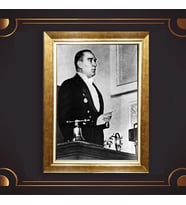 Özel Seri Paspartulu Çerçeveli Atatürk Tablo l145 (Gold)