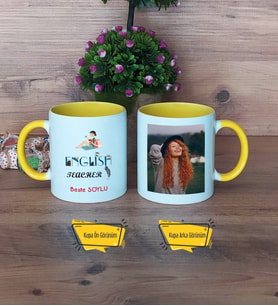 İngilizce Öğretmeni Kupa Bardak Sarı Fotoğraflı Öğretmen Günü Hediyesi
