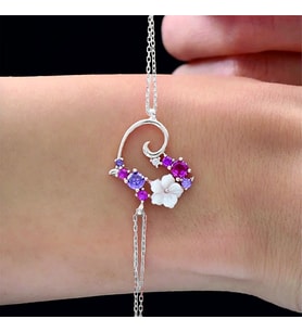 Aşk Senfonisi Manolya Çiçeği Flowers Gümüş Bileklik - Gümüş