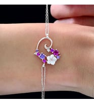 Aşk Senfonisi Manolya Çiçeği Flowers Gümüş Bileklik - Gümüş
