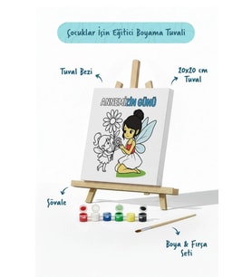 Annemizin Günü Temalı Boyama Tuvali Şövaleli Boya ve Fırça Seti 20x20 cm