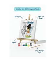 Annemizin Günü Temalı Boyama Tuvali Şövaleli Boya ve Fırça Seti 20x20 cm