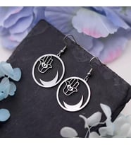 Tasarım Hamsa ve Hilal Küpe 925K Gümüş