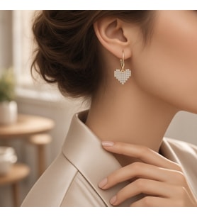STİL İNCİSİ/XUPING JEWELRY KALP MODEL SALLANTILI ZİRKON TAŞLI KÜPE