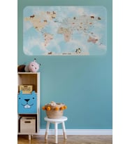 Eğitici Dünya Haritası Dünya Atlası Çocuk Ve Bebek Odası Duvar Sticker -60x105-3828