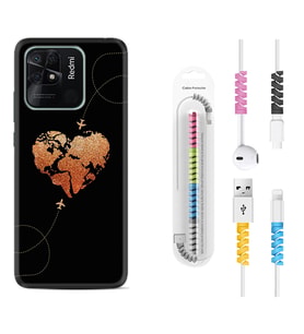 Xiaomi Poco X3 Pro M4 Pro X4 Pro C40 10C Kılıf Kablo Koruma Spiral Silikon Plane Heart 1721