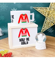 You're Ugly Yılbaşı Tasarımlı Kutulu Kupa Ve Mini Beyaz Melek Kar Küresi Set