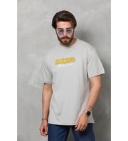 pilelistore- Unisex Basic Bisiklet Yaka Oversize T-Shirt - Gri