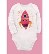 Organik Baskılı Pamuklu Unisex Bebek Body UZUNE162