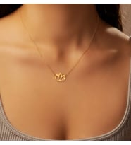 Lotus Çiçeği 14 Ayar Altın Kolye