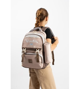 Ventis Unisex 2'li Set Okul Çantası Lise Ortaokul Kalemlikli Sırt Çantası 43*30 Cm Çok Cepli Vnt1-E