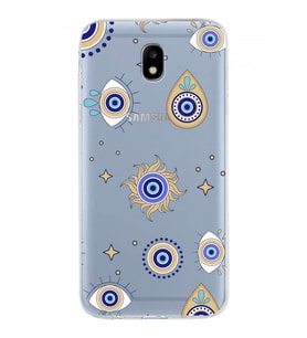PrintiFy Samsung Galaxy J5 Pro ile Uyumlu 1mm Slim Fit Nazar Boncuğu 5 Baskılı Şeffaf  Kılıf
