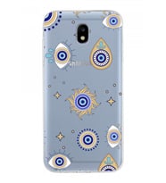 PrintiFy Samsung Galaxy J5 Pro ile Uyumlu 1mm Slim Fit Nazar Boncuğu 5 Baskılı Şeffaf  Kılıf