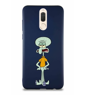 Huawei Mate 10 Lite Soft Premier Kapak Squidward Dokunaç Tasarımlı Silikon Kılıf - Lacivert (Şeffaf)