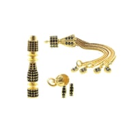 Özel İşçilikli Zirkon Taşlı İmame Püskül Set (Model-1) (Sarı-Siyah)