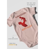 Babasının Kopyası Baskılı Bebek Zıbını – Çıtçıtlı Body  %100 Pamuk Kısa Kol (Pastel Pembe)