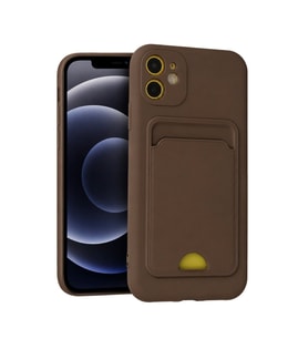 Apple iPhone 11 Kılıf Kelvin Kartvizitli Silikon - Kahverengi