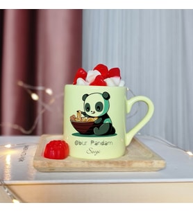 Obur Pandam Tasarımlı Kişiye Özel Sarı Türk Kahvesi Fincanı