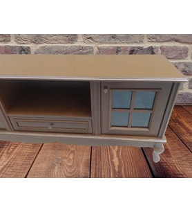 Tv Sehpa ST 17450 Pencere Model Ahşap Kayın Aslan Ayak Parlak Ceviz Renk Elyapım