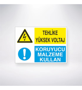 Tehlike Yüksek Voltaj Koruyucu Malzeme Kullan 21x28 Arkası Yapışkanlı Levha