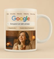 BK Gift Kişiye Özel Google Dünyanın En Tatlı Annesi Tasarımlı Beyaz Kupa Bardak-1, Anneye Hediye, Anneler Günü Hediyesi