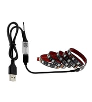 USB Çıkışlı Led RGB Çok Renkli TV Bilgisayar Arka Plan Dekoratif Işık 17 Buton Kumandalı 