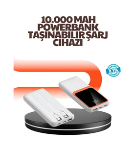 Mey İthalat® Taşınabilir 10000 mAh Powerbank Dijital Göstergeli, Type-C ve USB Çıkışlı