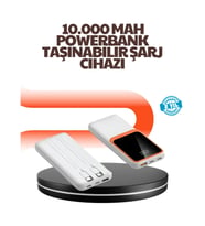 Mey İthalat® Taşınabilir 10000 mAh Powerbank Dijital Göstergeli, Type-C ve USB Çıkışlı