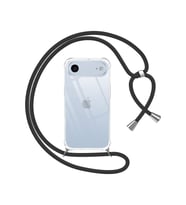 Teknomoda Apple iPhone 17 AiR Kılıf Boyun Omuz Askılı iPli Anti Şok Korumalı Şeffaf Silikon Siyah iPli