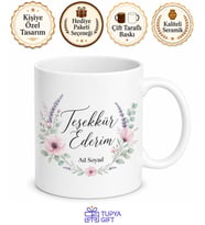 Thank You Temalı Teşekkür Ederim Kupa Bardak Hediye Porselen Mug