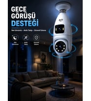 Gece Görüşlü Çift Lens Wi-fi Ampul Kamera Mobil Takip Destekli
