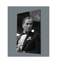 Miyrem Glasses Collection -A1^#  Siyah Beyaz Yapay Zeka Atatürk Cam Tablo (Çok Renkli)