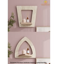 Ahşap Dekoratif Duvar Rafı 2 li Set ( MTS-176 ) (Mermer)