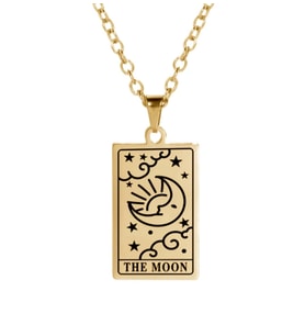 Kişiye Özel 925 Ayar Gümüş The Moon Tarot Kolye (Gold)