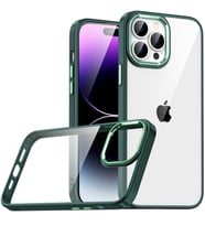 Apple iPhone 14 Pro Kılıf Flora Buton,Kenar Çevresi Renkli Kılıf (Yeşil)