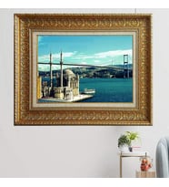 Gold Altın Kalın Çerçeveli Paspartulu Tablo vvb731