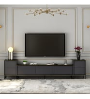 İmaj Tv Ünitesi ve Komodin Set, Oturma Odası Set, Tv Sehpası SET (Antrasit)