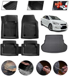 Hyundai Accent Blue 2011-2018 Uyumlu Paspas Araca Özel Bagaj Havuzu MBS Siyah