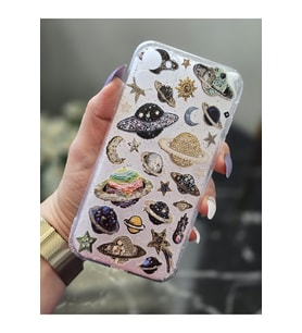 Iphone 11 Uyumlu Gezegenler Tasarımlı Şeffaf Telefon Kılıfı