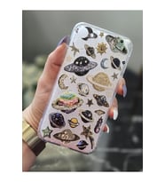 Iphone 11 Uyumlu Gezegenler Tasarımlı Şeffaf Telefon Kılıfı