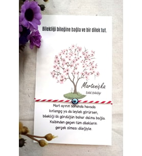 Nazar  Dilek Ağacı Marteniçka Dilek Bilekliği - Kartlı ve Jelatinli - Şans Bilekliği- 5 Adet - 9x14